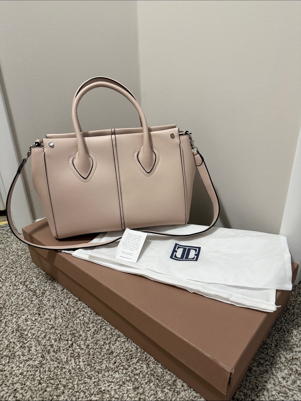 Ivanka Trump Blush Leather Satchel with Detachable Strap